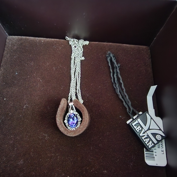 LeVian Blueberry Tanzanite and Vanilla Diamonds Pendant on chain - Picture 2 of 4